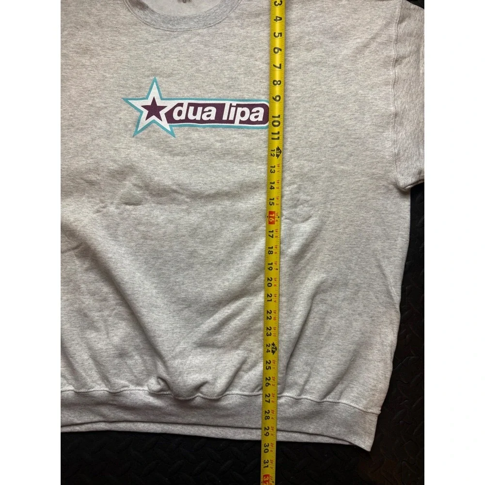 Dua Lipa Official Merchandise Star Graphic Crewneck Sweatshirt Gray 2XL
